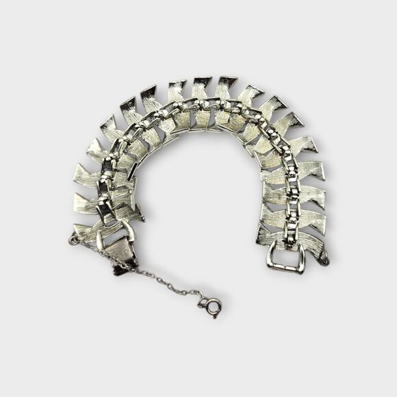 Coro Silver-Tone Link Vintage Bracelet  Mid-Century 1950s - Picture 5 of 8